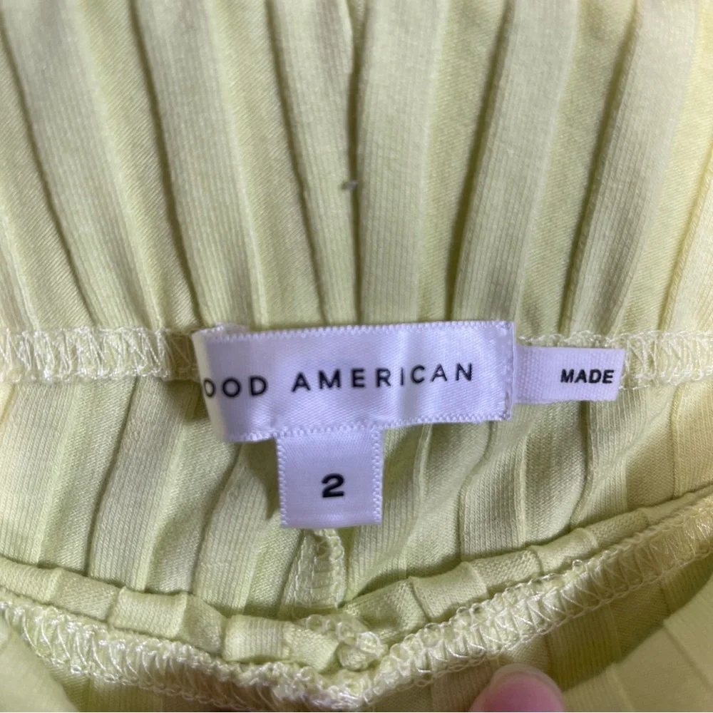 NWT Good American 2 Women’s XS Key Lime Pull On Wide Ribbed Biker Bermuda Shorts